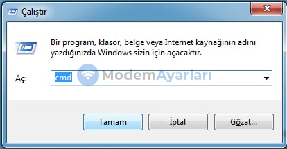 Windows Çalıştır: cmd